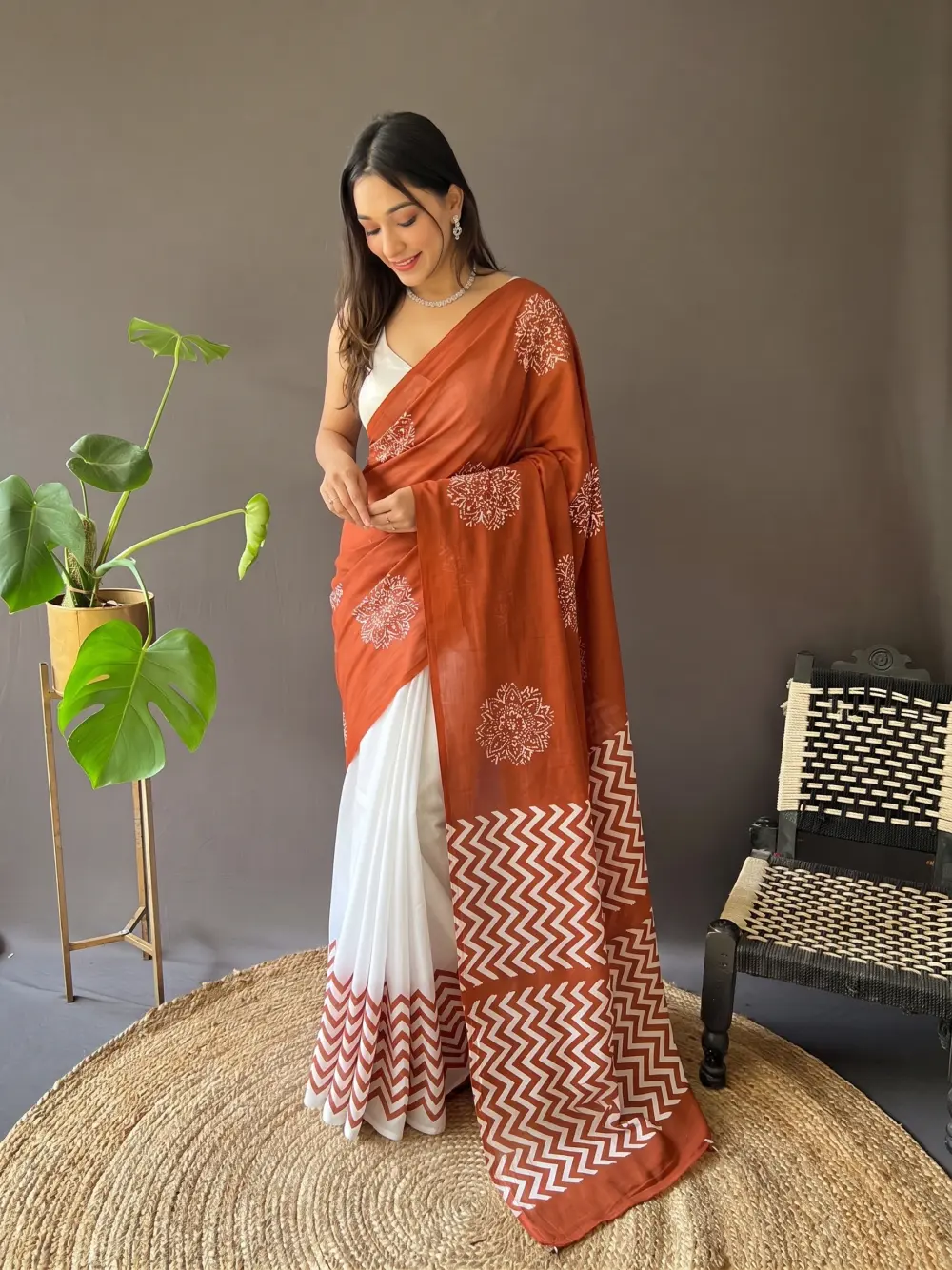 Chanderi  Silk Coffe Saree